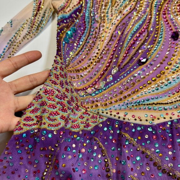 New Figure Skating Dress Size 8 (4~6T) with Hair Scrunchies (110~120cm) - Picture 5 of 12